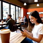 **Image Prompt 1: User Experience in a Café**
   - Create an illustration of a user sitting at a café, interacting with a mobile app on their smartphone. The environment should be lively and noisy, with coffee cups and people around. Highlight the importance of a user-friendly interface in a bustling setting.
