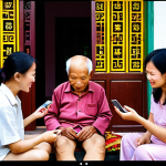 **Prompt 1: Cultural Comfort in Digital Interfaces**
    "A candid, warm photograph of a Vietnamese elderly person, possibly with family members, comfortably interacting with a smartphone displaying a mobile application. The app interface on the screen is visually rich, featuring vibrant colors, abundant information, and clear, detailed elements, reflecting a sense of security and familiarity that contrasts with minimalist designs. The setting is a cozy Vietnamese home, subtly hinting at traditional comfort. The image should convey warmth, trust, and a deep sense of belonging through familiar digital design."