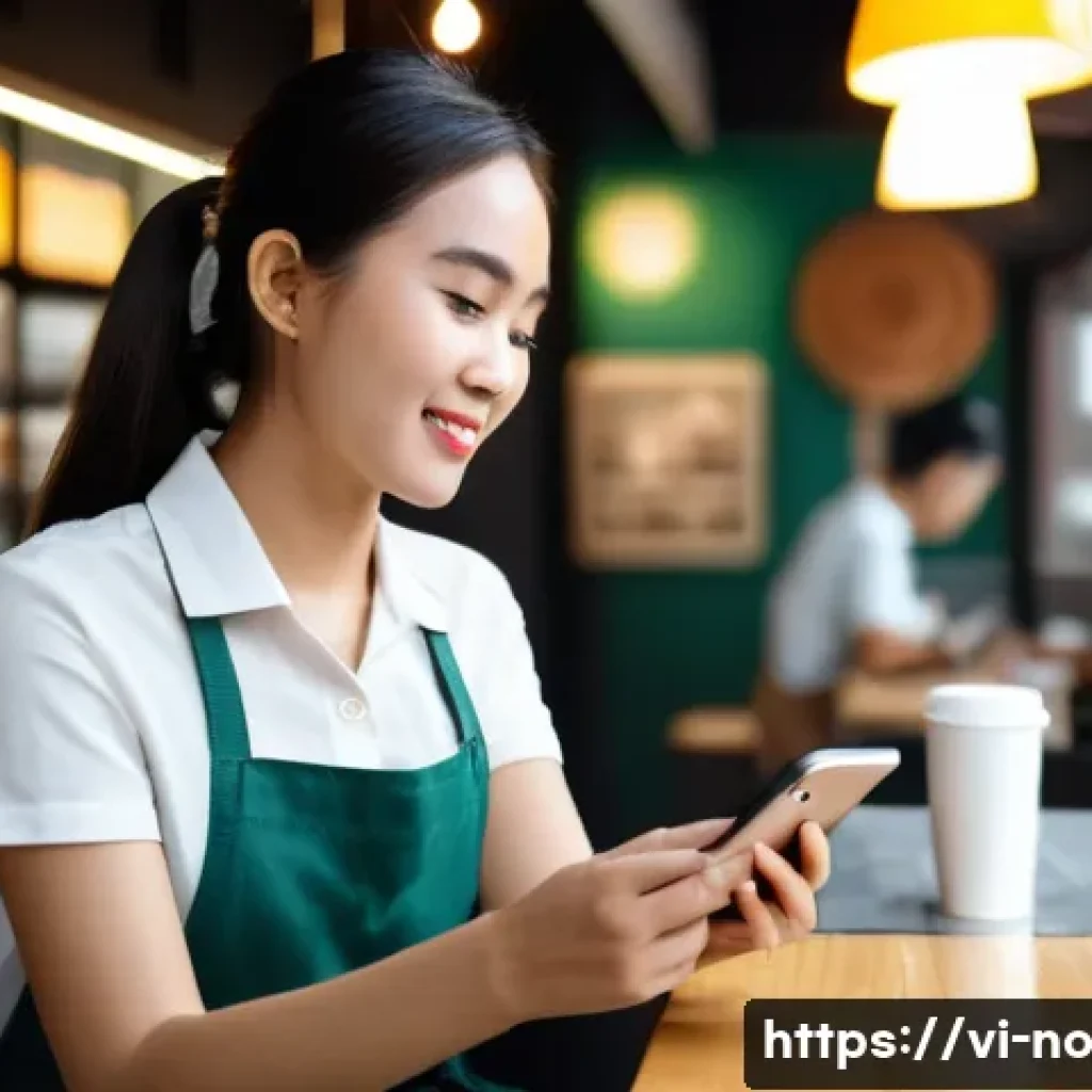 상황에 따른 사용자 경험 디자인의 접근법 - A Vietnamese young professional woman using a food delivery app on her smartphone while waiting at a...