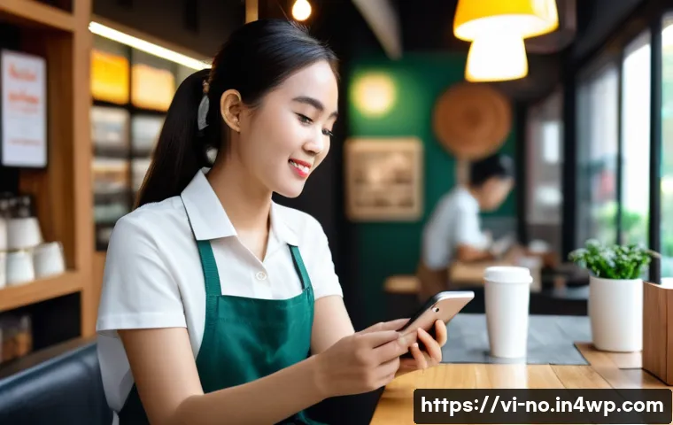 상황에 따른 사용자 경험 디자인의 접근법 - A Vietnamese young professional woman using a food delivery app on her smartphone while waiting at a...