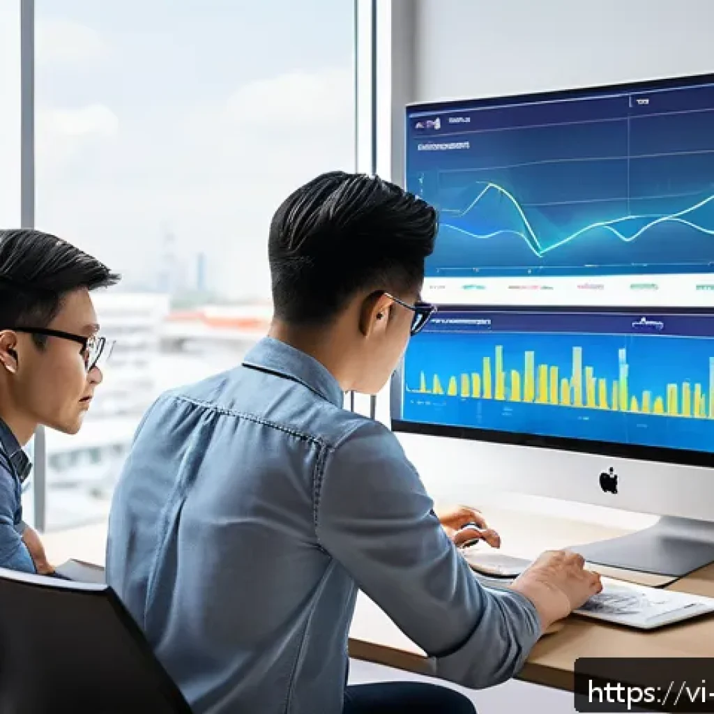 사용자 중심의 맥락 인식 UX 프레임워크 - A modern digital marketing office scene in Vietnam, showing a diverse team of young professionals an...