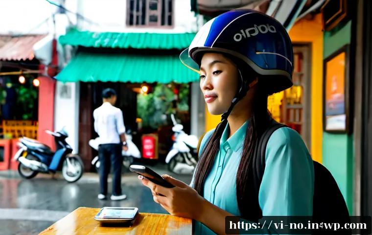 UX 디자인에서의 맥락 인식과 브랜드 경험 - Photorealistic lifestyle scene in a bustling Ho Chi Minh City sidewalk café at early morning, a Viet...
